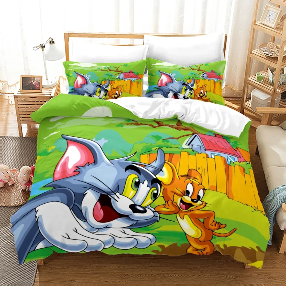 Mouse Jerry Bedding Set 3D Print Queen Twin Single Cat and Tom Duvet Cover Set Pillowcase Kids Cartoon Bed Set Bedclothes Home