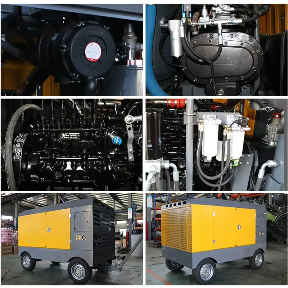 Brand New 8-35bar Diesel Air Compressor High Pressure Portable Screw Compressor for Water Well Drilling Rig China Factory