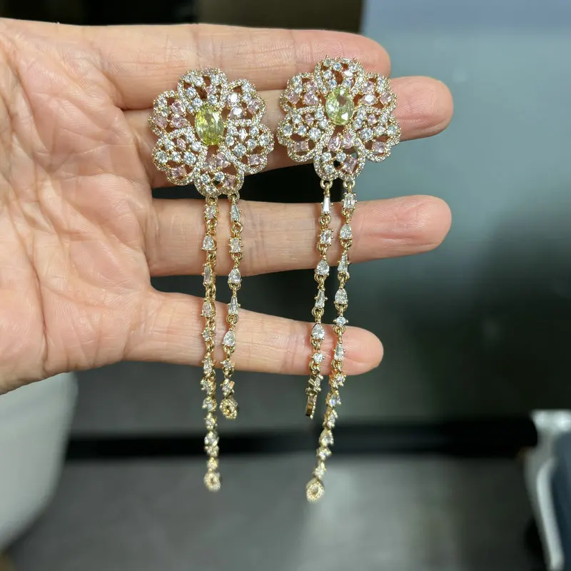 

Bilincolor Женские длинные серьги с кисточками и розовым цветком