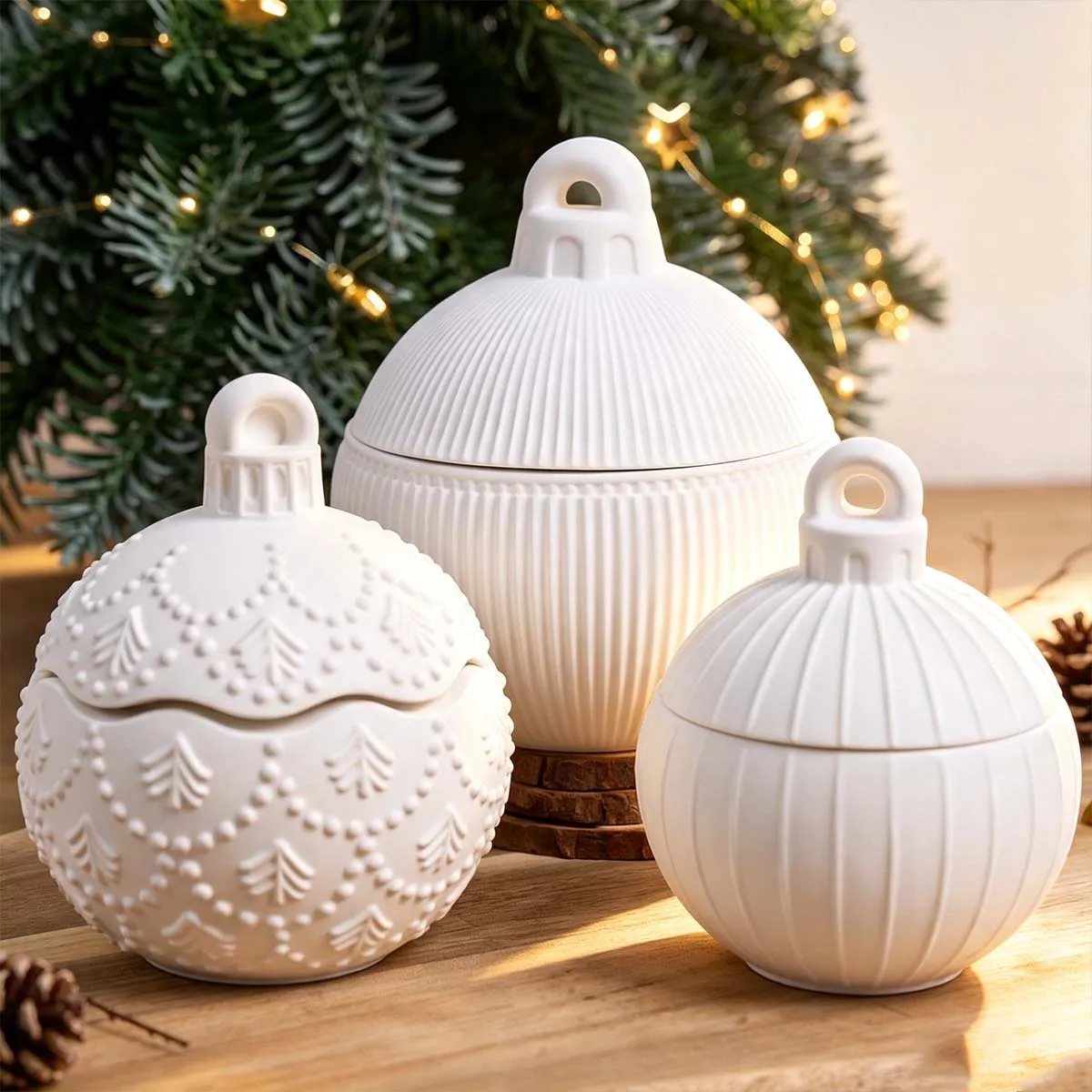 Runde Kerzenhalter-Silikonform DIY Weihnachtskugel-Relief Aufbewahrungsbox-Formen Beton Gips Harz Handwerk Herstellung Weihnachtsdekoration für Zuhause