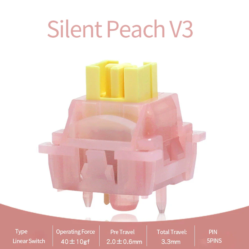 GGBEE Outemu Silent Peach V3-Schalter, geschmiert, Silent Lemon V3-Schalter, mechanische Tastatur, linear, taktiler 5-poliger Absatz, Achse, Hot-Swap 4