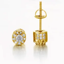 Hip Hop Screw Stud Earrings For Women Punk Style Iced Out Bling Cubic Zirconia Gold Color Ear Piercing Female Male Gifts OHE174