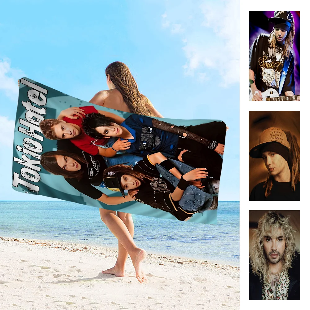 

Bill Kaulitz Tom Tokio Hotel Anime Beach Swimming Towel Soft Absorbent Washcloth Children's Gifts For Kids Travel Camping Gym