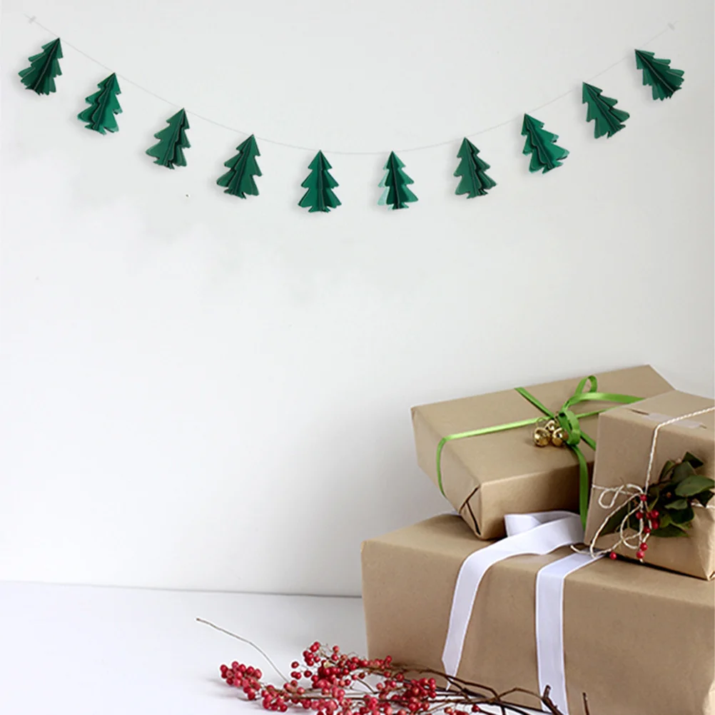 

2Pcs Christmas Tree Banner 2.4m Paper Garland Hanging Decorations Holiday Party Supplies Christmas Tree Hanging Decorations