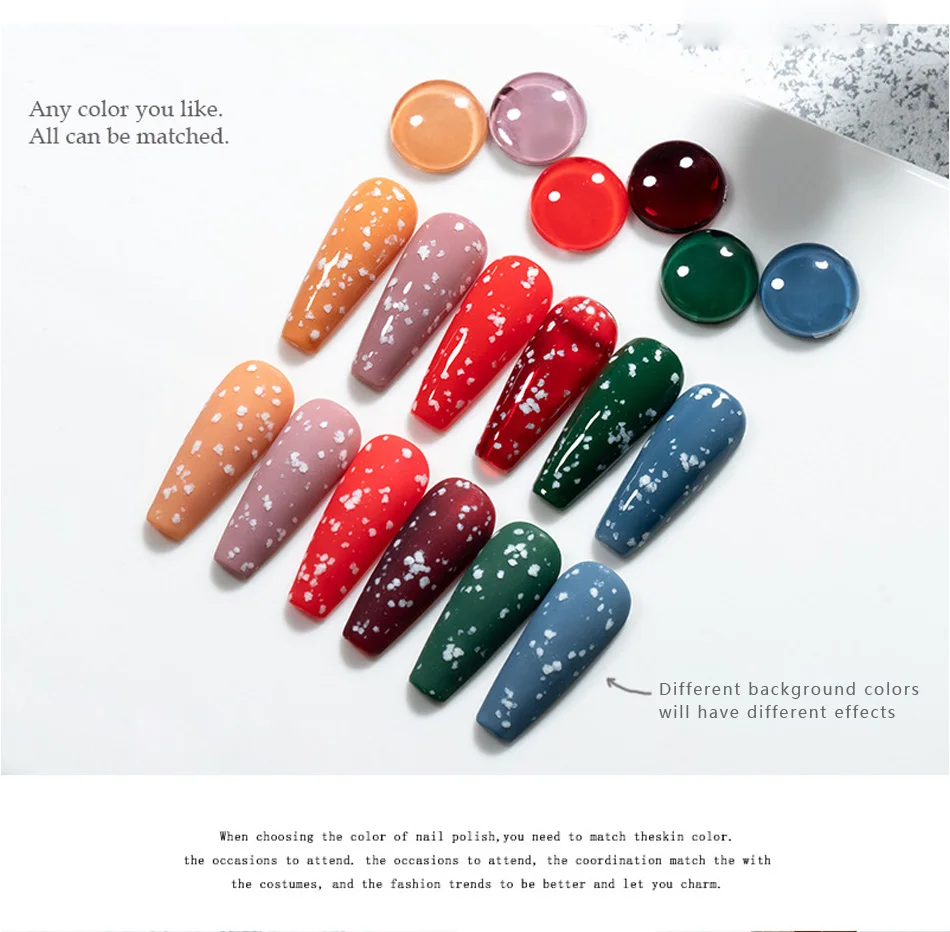 CHUNSHU Snow Fakes Gel Nail Polish Glitter Snow Sequins With Any Color Base For Nails Eggshell Gel Soak Off UV Nails Art White10