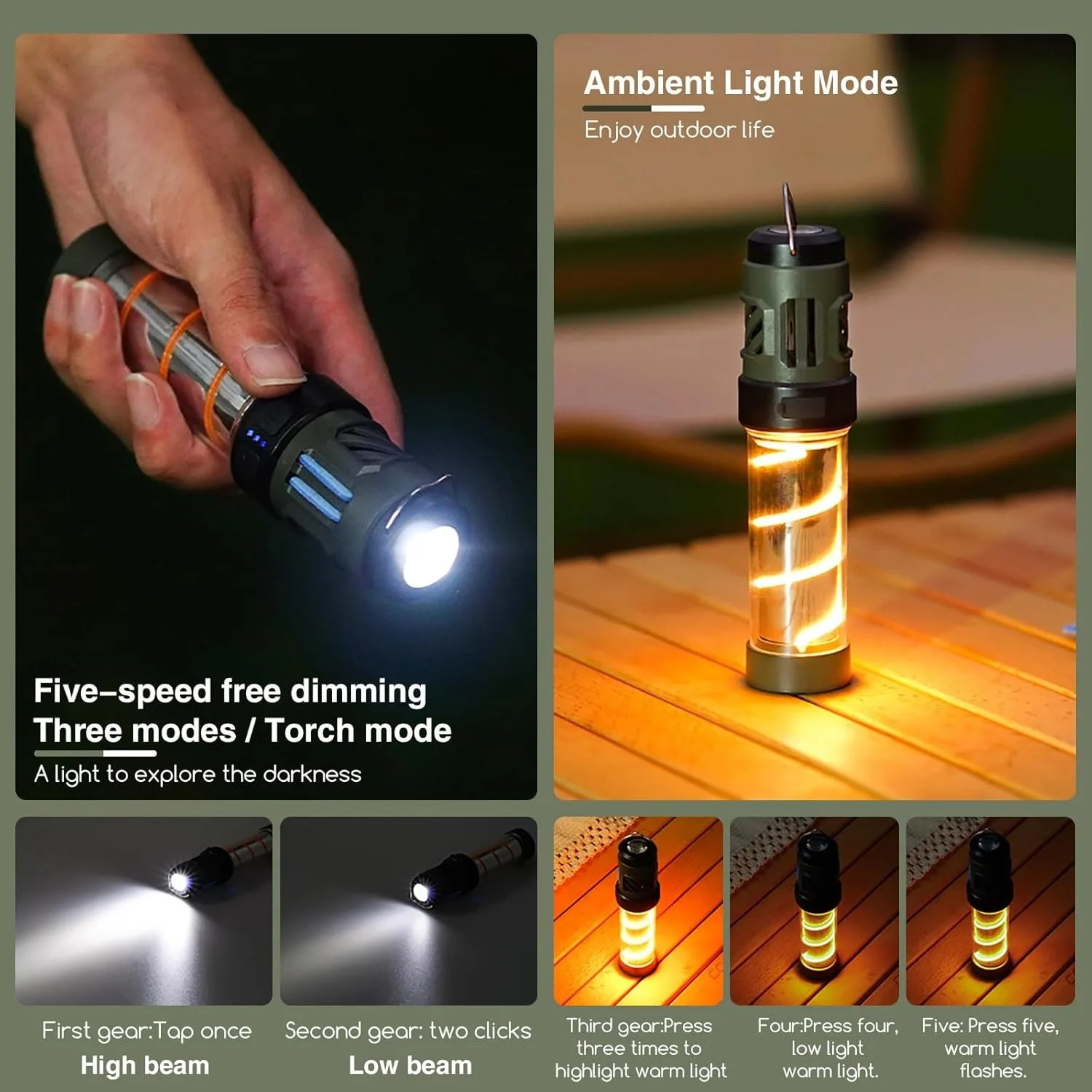 Mosquito Light Portable Outdoor Camping Tent Mosquito Repeller USB Rechargeable LED Lighting Flashlight With Triangle Bracket