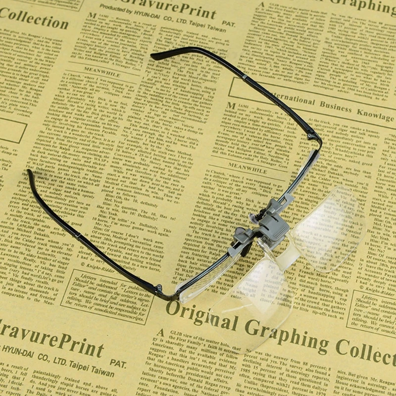 2X Magnifier Head Mount Glass Glasses with Clip For Clip On Spectacles Magnification Magnifier Clip On Eyeglass Loupe