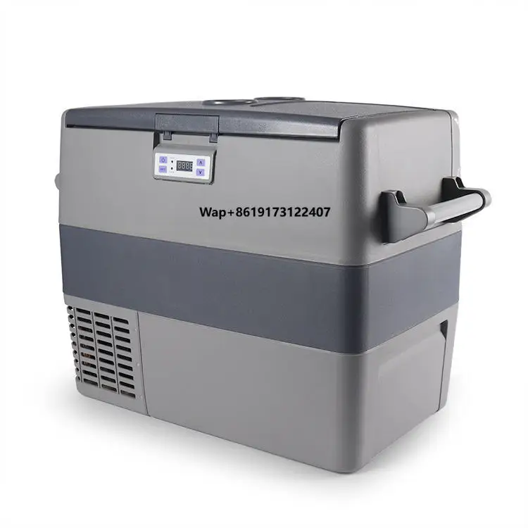 Two Trolley Wheels 55 Liter 220v 12v Car Mini Fridge  Large 45liters Camping Freezer Wheels Compressor 12 Volt Refrigerator