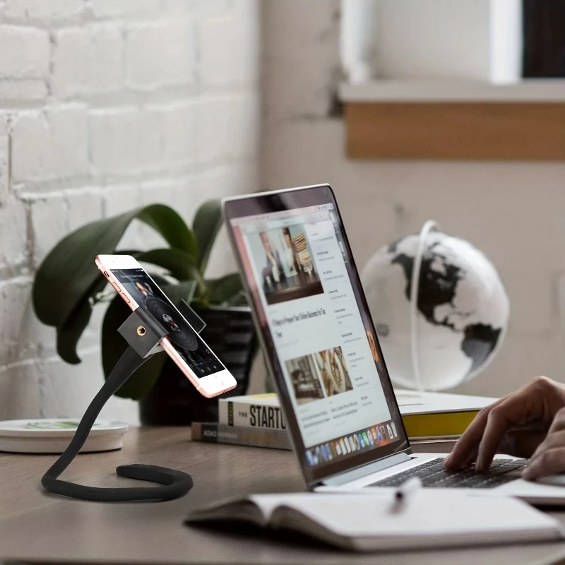 1 قطعة حامل هاتف محمول مرن محمول حامل لجهاز المشي ، دراجة دوارة ، عربة الأطفال ، عربة التسوق ، السرير ، السيارة ، المطبخ ، المكتب