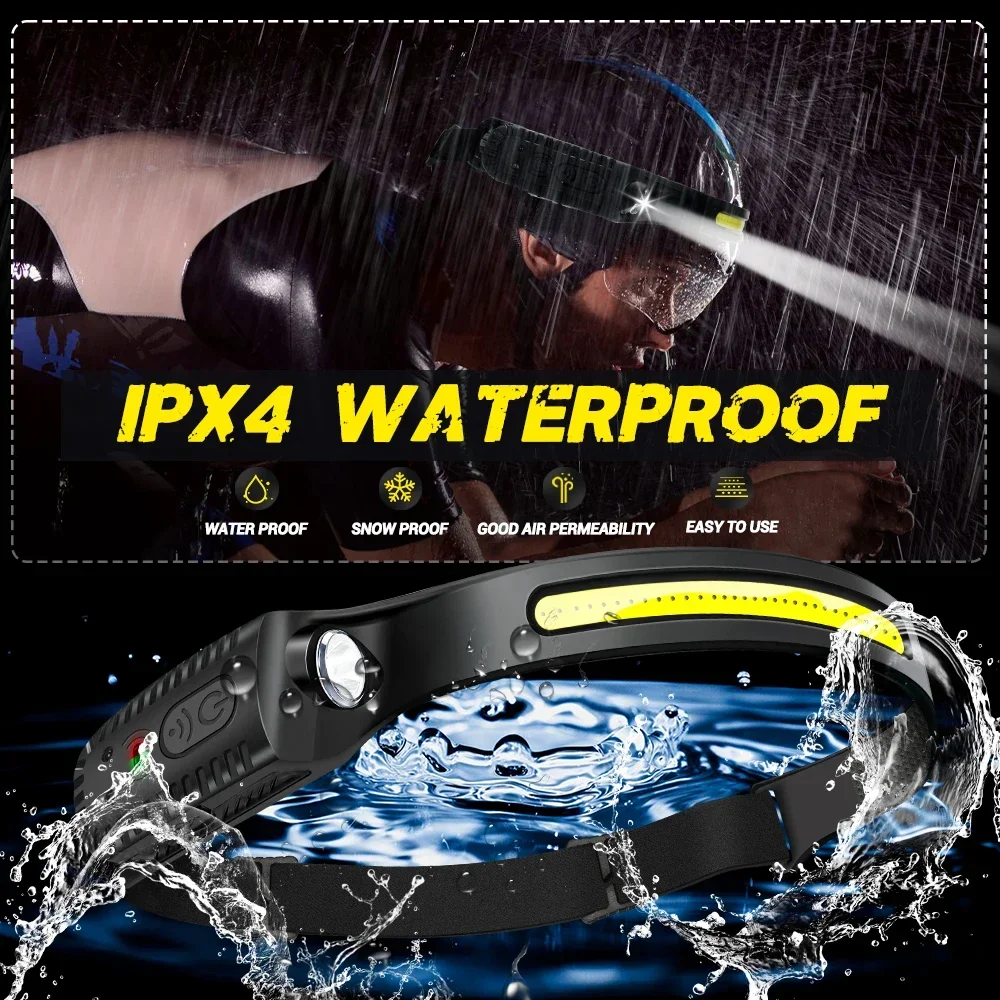 1/2/3PCS LED Induction Headlamp Camping Search Light USB Rechargeable Headlight Led Head Torch Work Light With Built-in Battery