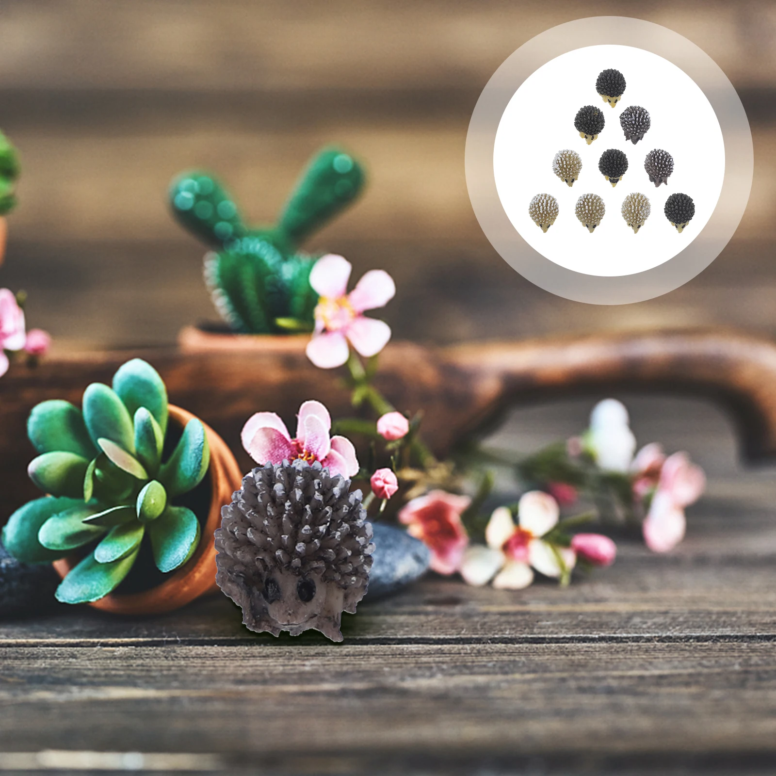 

10pcs Hedgehog Ornaments Resin 15x10mm Gardening Props Micro Landscape Hedgehog Micro Landscape Decor Mini Sculptures