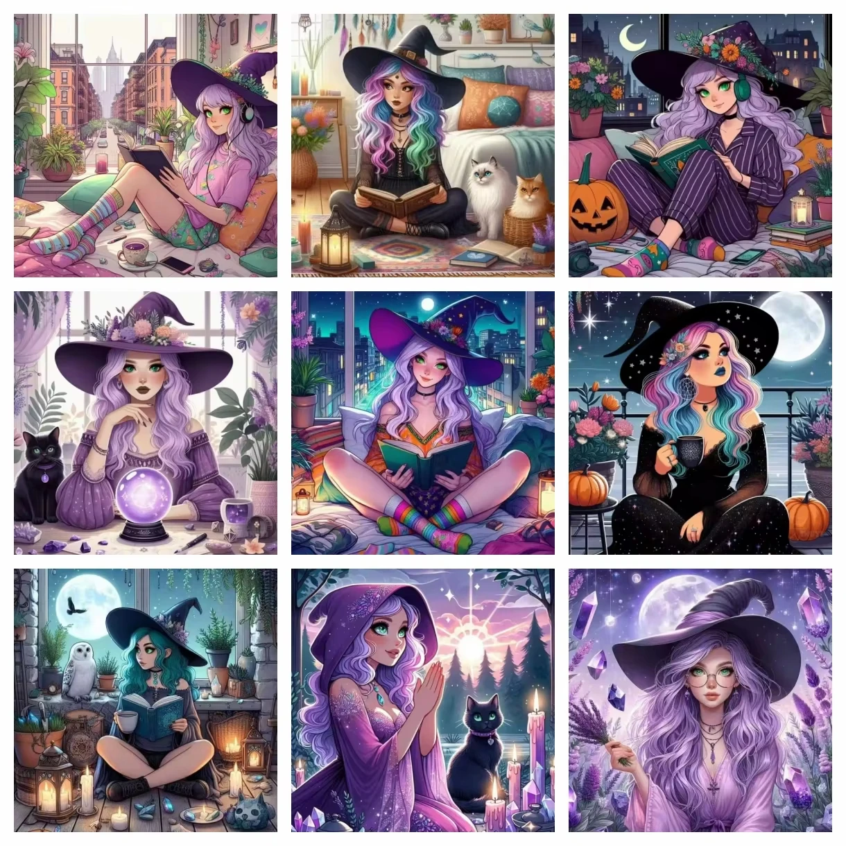 2026 Neue Cartoon Junge Hexe 5D Diamantmalerei-Sets Anime Niedliche Magische Mädchen Handgemachte DIY-Drill-Mosaik-Stickerei Kreuzstich