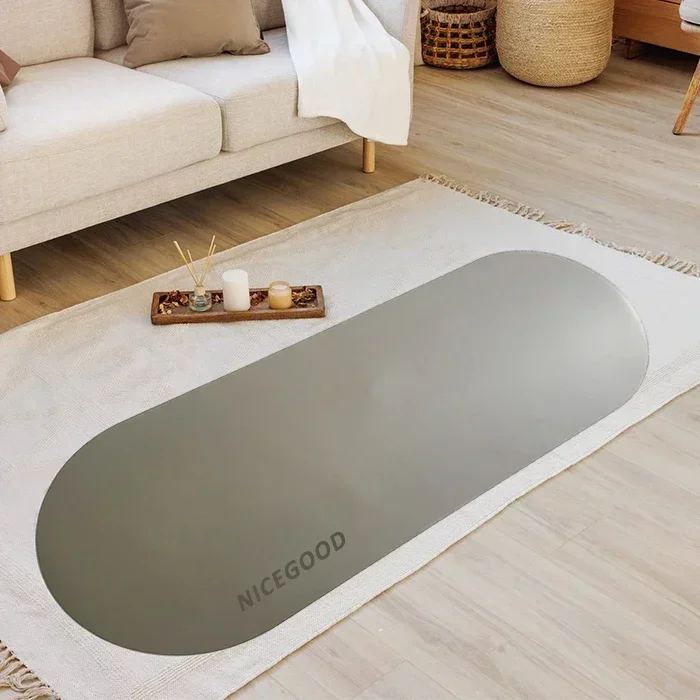 Turquoise Milk Tea Beige Anti Slip Super Grip Polyurethane Rubber Yoga Mat with Logo Arch Oval Shaped Rounded Vegan Pu Yoga Matt