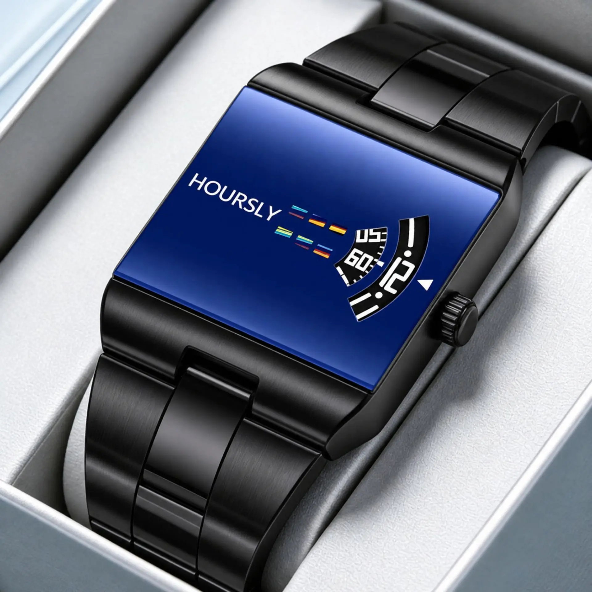New Trendy Men Steel Strap Watches Gift Rectangular Fashion Cool High-end Aesthetic Waterproof Alloy Quartz Wristwatches