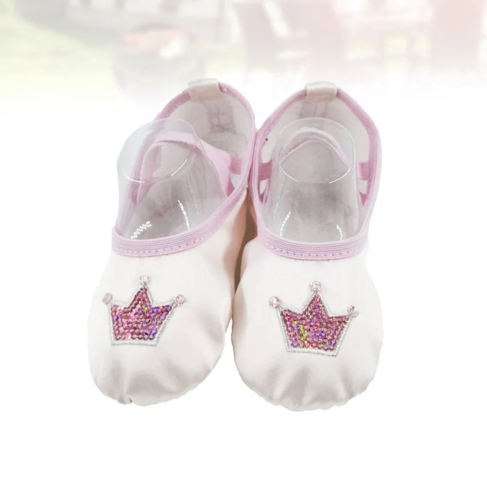 

Pink Satin Ballet Dance Shoes Kids Yoga Gymnastics Lightweight Comfortable Sole Slippers Stretch Belt Fit Well Breathable Easy
