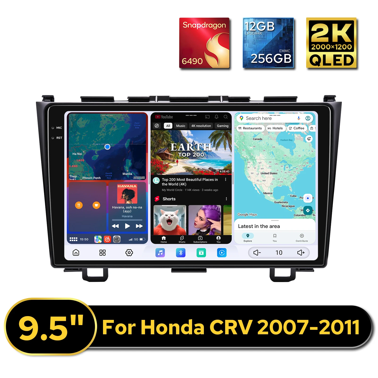 

JOYING Newly 9.5"Car DVD Player Car Radio for Honda CRV 2007-2011GPS Navigation QLED 2K Screen 12GB 256GB CarPlay USB Type-C