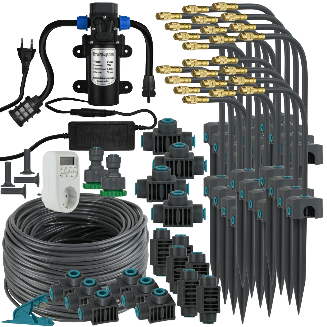 

Garden Self-priming Pump Watering System 5-30M 360° Bendable Mist Brass Cooling Sprinkler Drip Irrigation Kits Bonsai Greenhouse