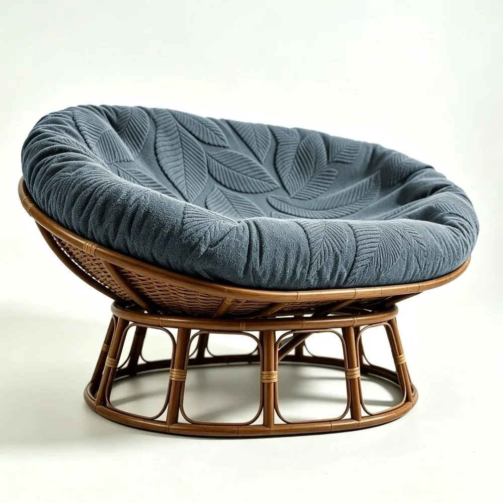 Thick German Velvet Papasan Chair Cushion Cover Removable Leaf Embossed 2-Seater Radar Cushion Protector Washable Oversized