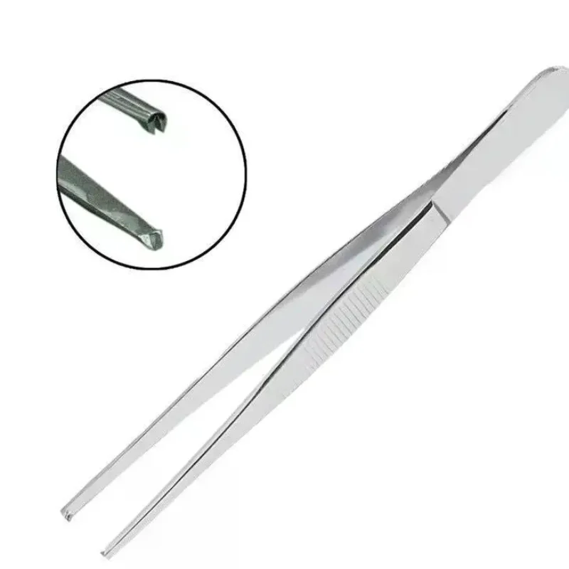 1Pcs Stainless Steel Toothed Tweezers Precise Grip 125/140mm Manipulate Silver Suturing Needle