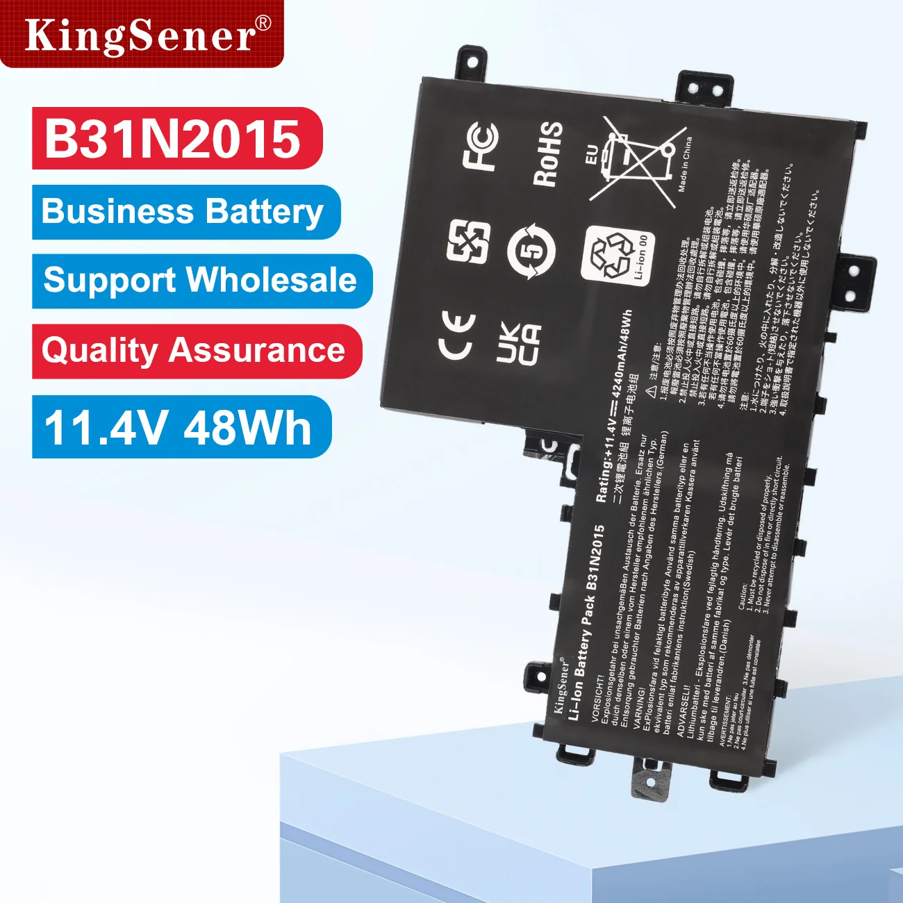 KingSener B31N2015 Replacement Laptop Battery For ASUS Vivobook 17 X712E X712EA-WH34 K712EA Series 11.4V 4240mAh/48Wh