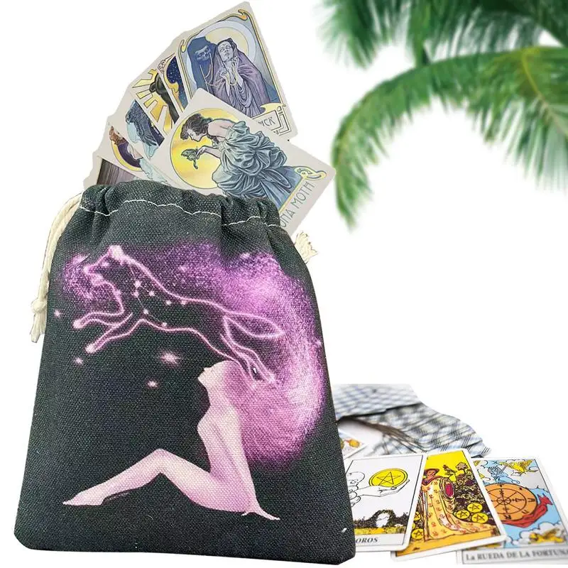 Tarot Rune Bag Drawstring Jewelry Storage Bag Novel Tarot Card And Dice Storage Bag Oracle Card Holder Bag Pouch