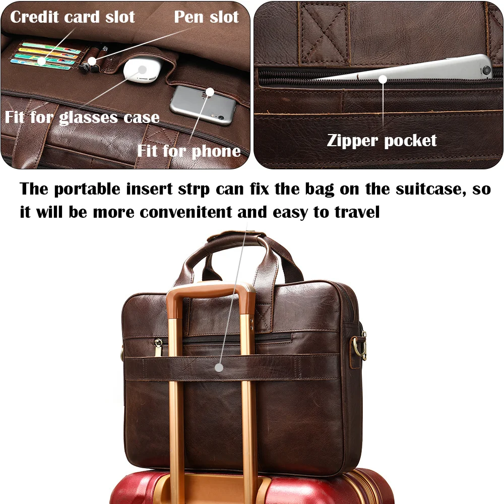 Men's Briefcase Office Bags For Men Bag Man Genuine Leather Laptop Bags For 15.6 Inch Computer Male Tote Briefcase Handbag 2024