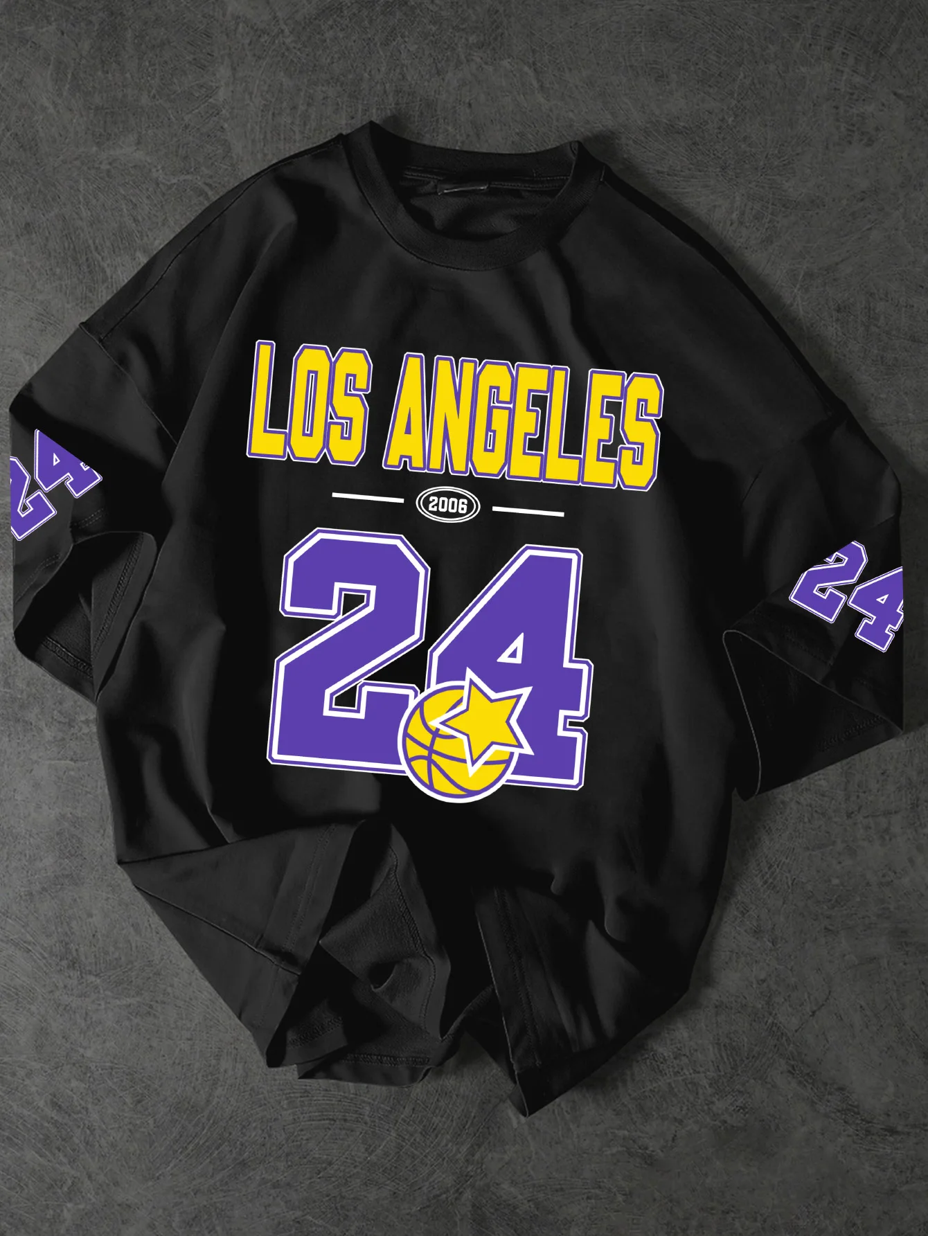 Camiseta Vintage de los Lakers con Gráfico de Baloncesto Color 24