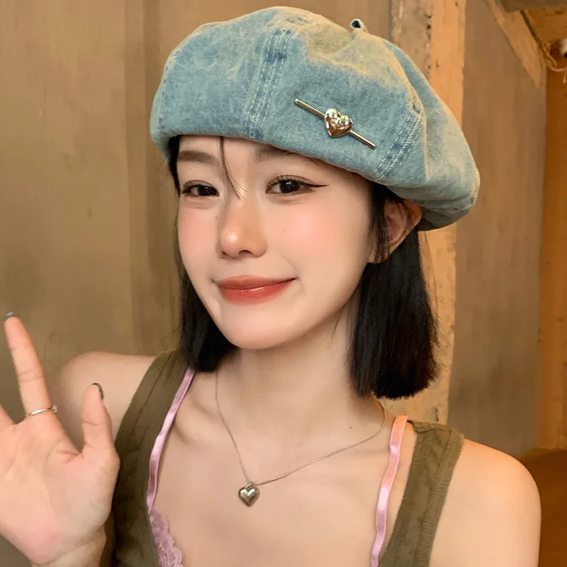 women's berets love simple fashionable versatile sweet cool artistic cowboy berets trendy cute high quality caps for girl