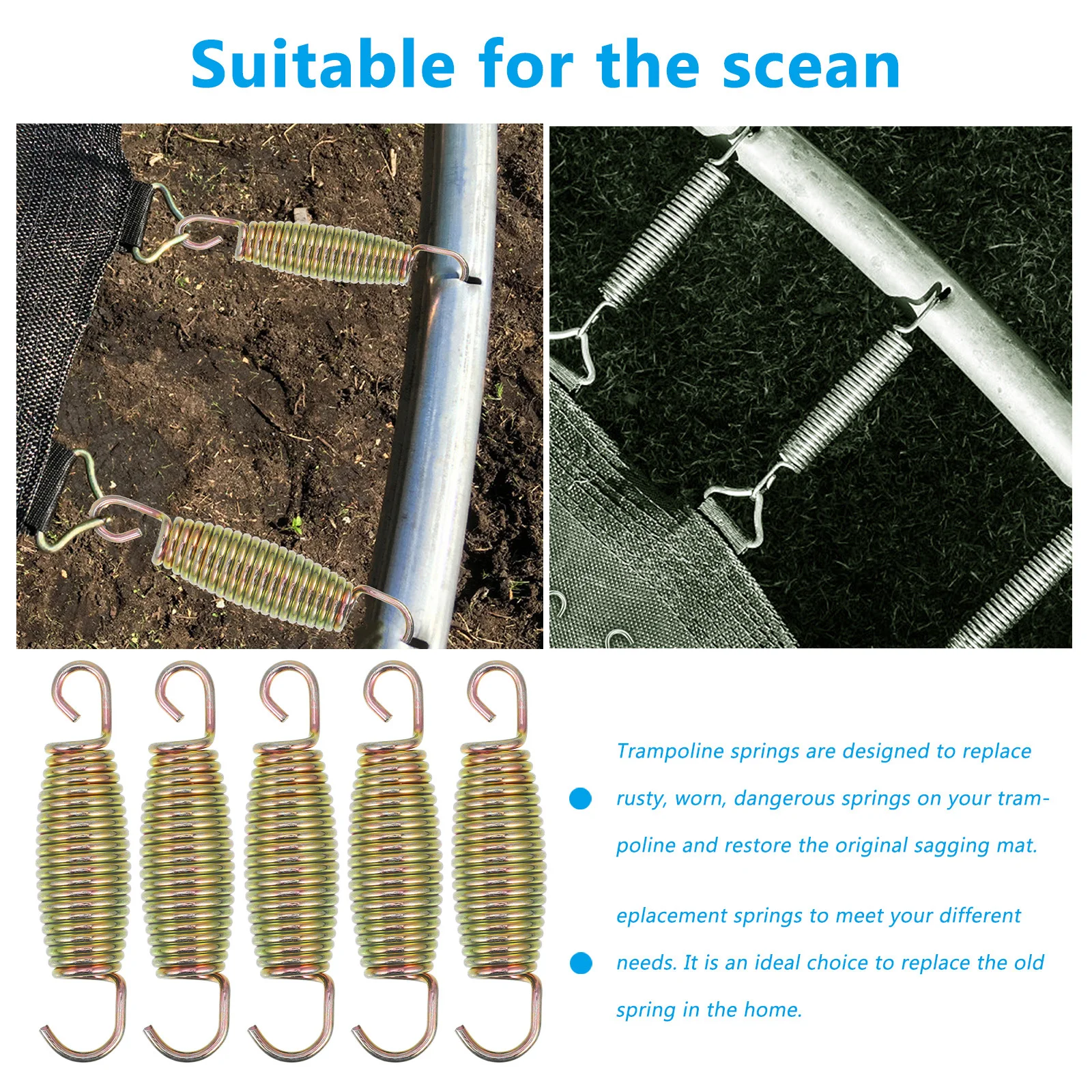 

1 set 1 Set Of Trampoline Waist Drum Galvanized Steel Tension Springs For Replacement Parts Portable Multi-Use Outdoor Springs