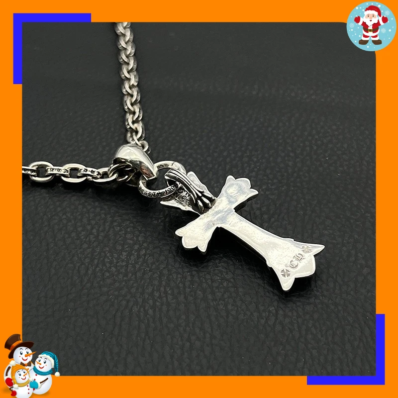 Premium Retro Full Diamond Water Drop Ring Double Cross Necklace Medium Hip Hop Personality Pendant Classic