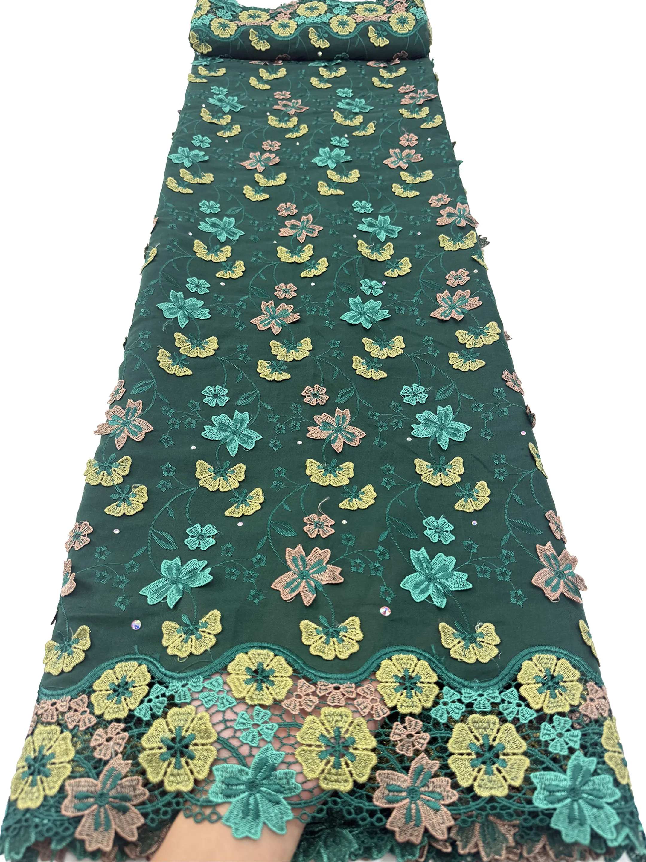 Nigerian Swiss Voile Lace Fabric with 3D Flower Applique And Stones Super Quality African Wedding Dress Lace 2026