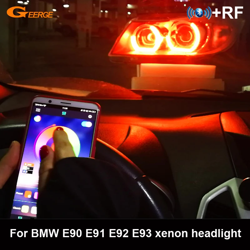 

For BMW 3 Series E90 E91 E92 E93 M3 RF Remote Bluetooth APP Multi Color Crystal DTM M4 Style RGB LED Angel Eyes Kit Halo Rings