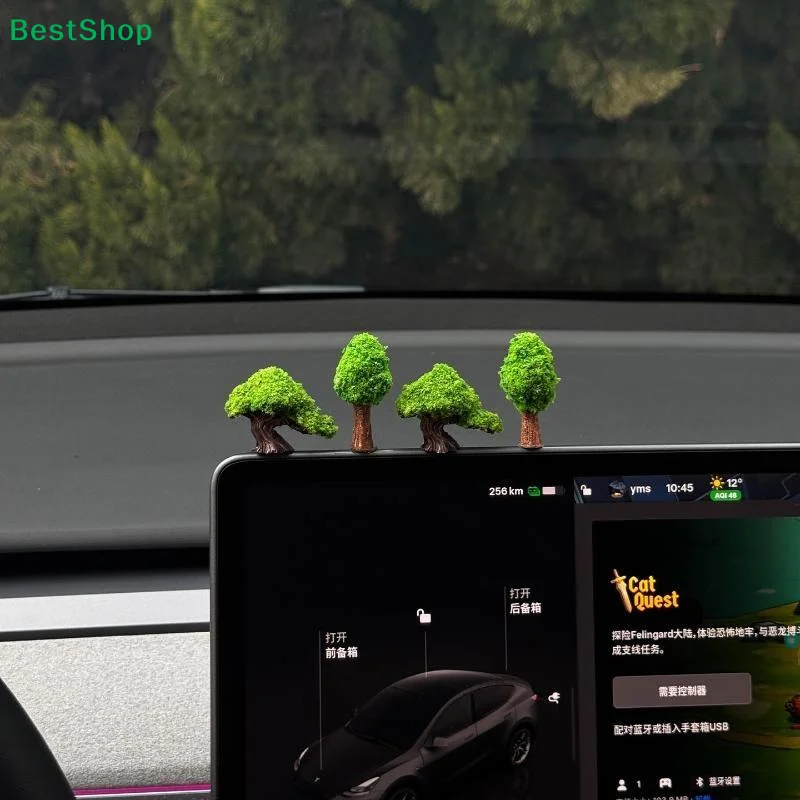〔Q〕2pcs/3pcs/4pcs Natural Fresh Odorless Large Green Fortune Wishing Tree Car Ornament Auto Interior Console Decor
