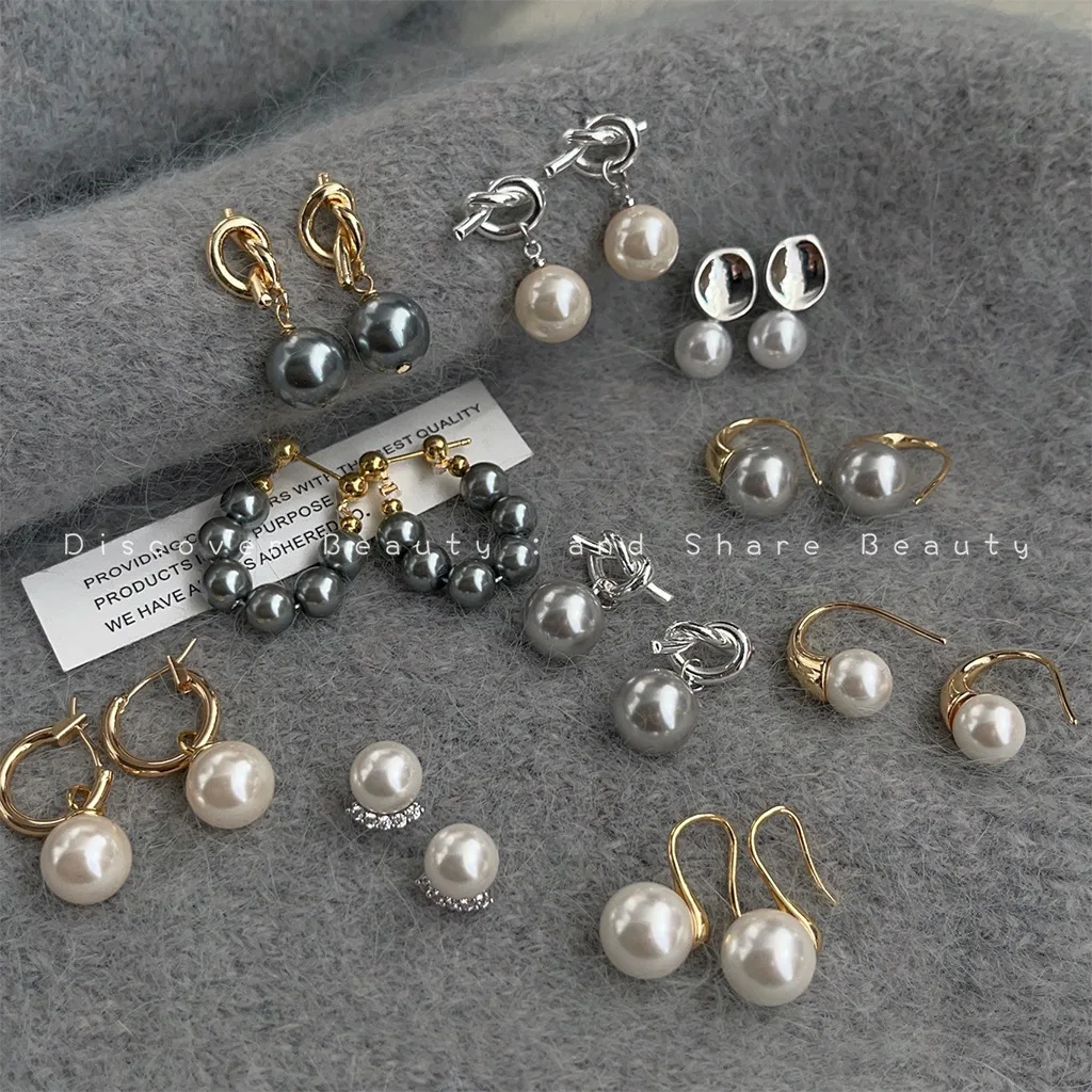 DIY accessories Niche light luxury Shijia pearl earrings women's simple fashion versatile zircon earrings personalized high-end