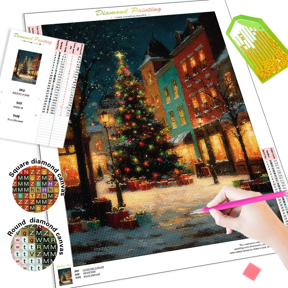SDOYUNO 5D Diamond Painting Kit Christmas Tree Landscape House Diamond Art Accessories Embroidery Cross Stitch Kits Diamond Mosa