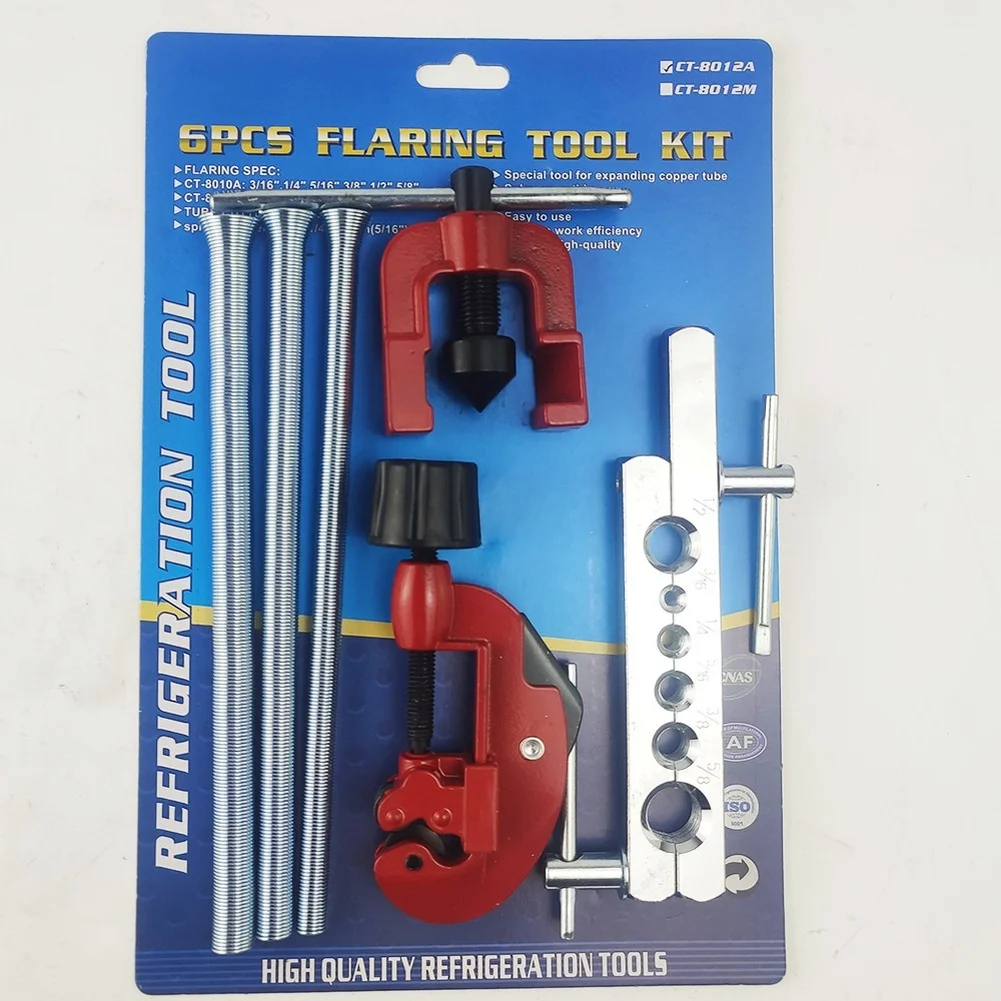 6 Piece For Copper Tubing Flaring Tool Kit with Tube Cutter Reamer and Spring Bender for Technical Installation Needs
