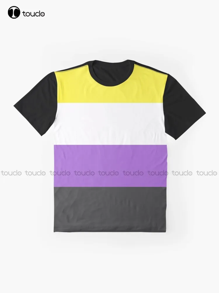 Seamless Repeating Non-Binary Pride Flag Pattern Graphic T-Shirt Custom Aldult Teen Unisex Digital Printing Tee Shirts Xs-5Xl