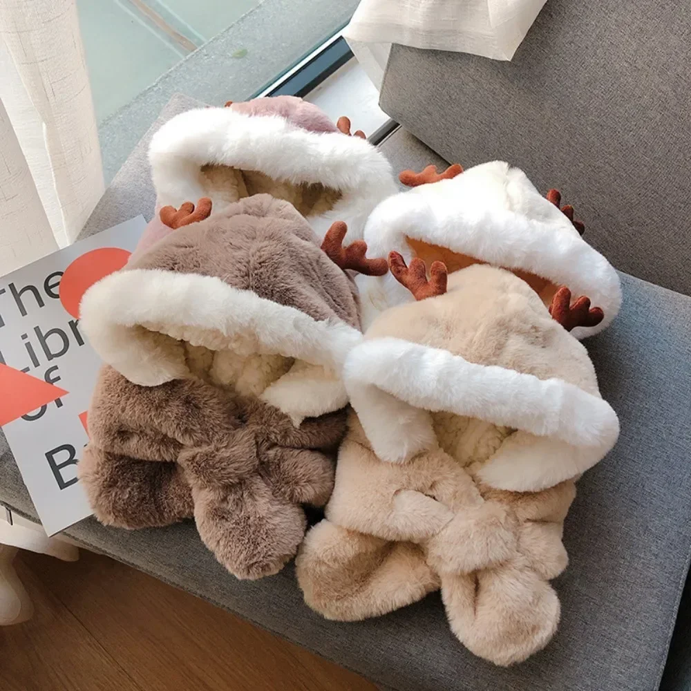 Gorro cálido de invierno para bebé, bufanda con orejeras, capucha, grueso, accesorio para niño y niña