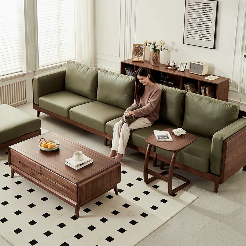 

Customizable Nordic Simple Black Walnut Sofa