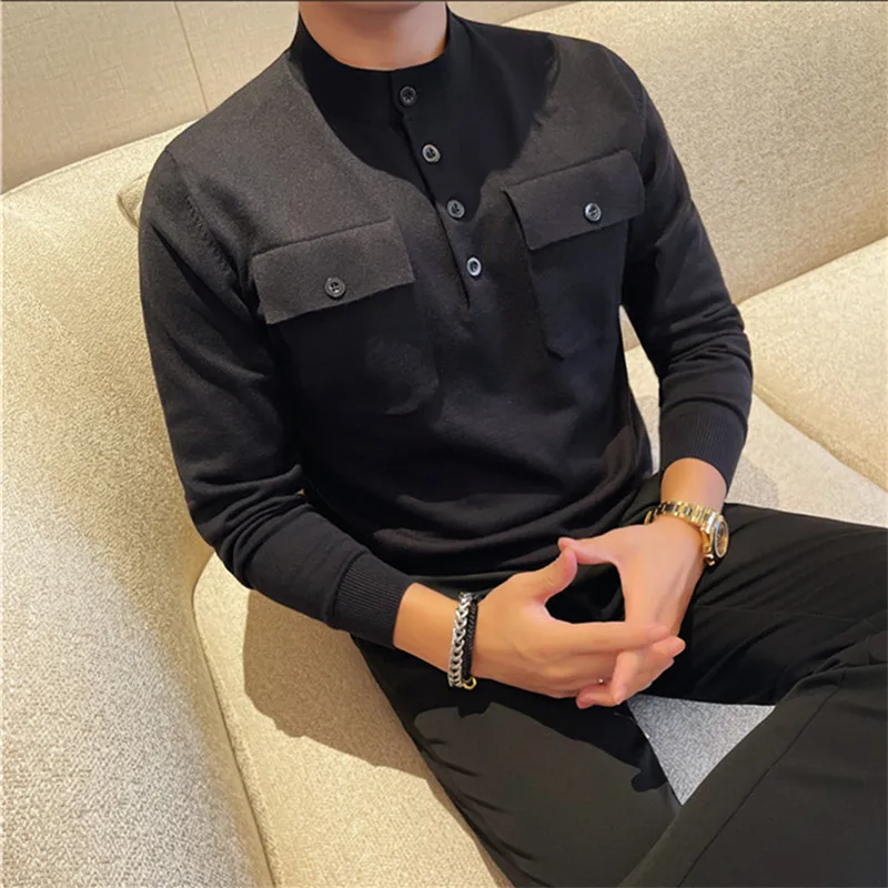 Autumn Men's Slim Fit Knitted Pullovers O-Neck Solid Color Fashion Youthful Vitality Knit Sweater Men Korean Style Warm Pullover