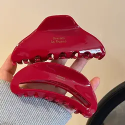 1/2pcs New high-end New Year red vinegar clip geometric temperament, back of the head hair clip hair accessories