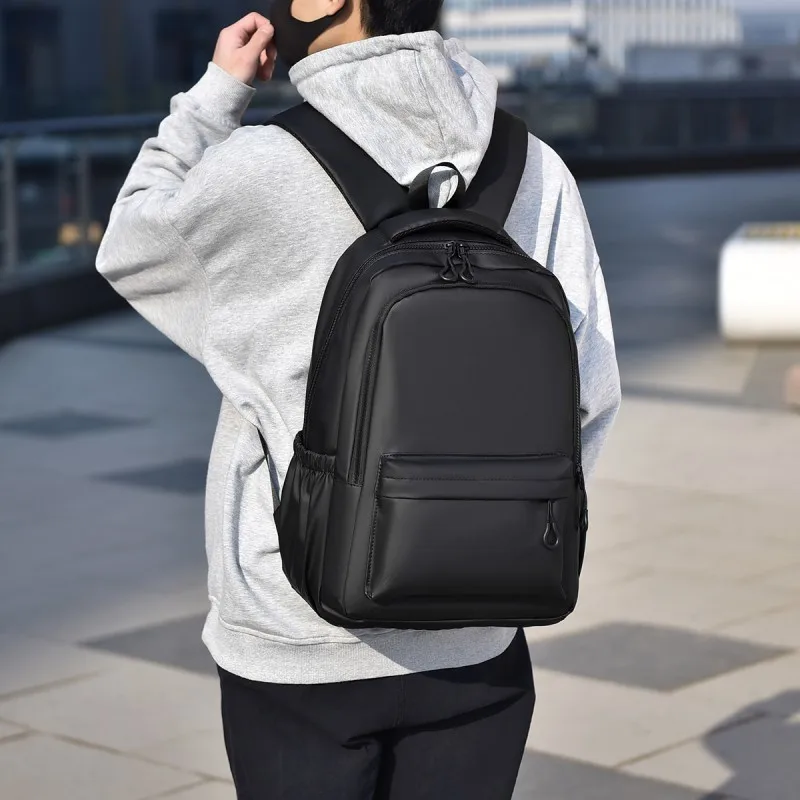 حقيبة ظهر كاجوال بسيطة للرجال، حقيبة كمبيوتر 15.6 بوصة، سعة كبيرة، جيوب متعددة، مقاومة للرذاذ، حقيبة ظهر للطلاب،