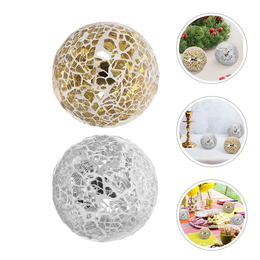

Cracked Glass Ball Spheres Decorative Balls Mosaic Tabletop Ornament Home Accessories for Bowls Desktop