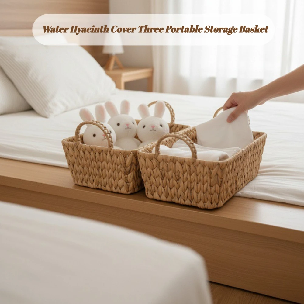 

Плетеная корзина для хранения из водяного гиацинта – для фруктов, хлеба и хозяйственных мелочей – органайзер с натуральной отделкой