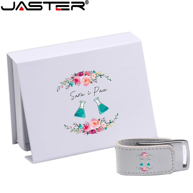 Imagem -03 - Jaster-usb Flash Drive de Couro Branco Logotipo Personalizado Gratuito Memory Stick Impressão Colorida 32gb 64gb 128gb 30 Unidades por Lote