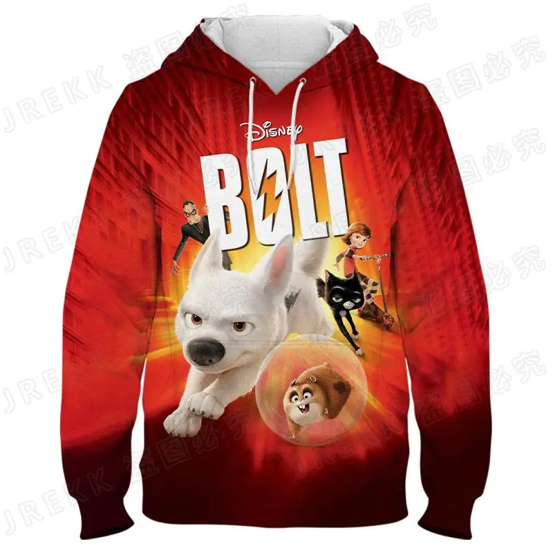 Bolt Hoodies Boys and Girls Penny Hoodies for Men 3D Printed Oversized Pullover Disney Hoodies for Men MINISO Men's Clothing