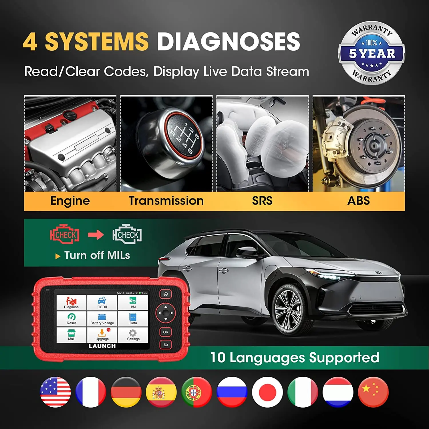 For 2023 professional launch crp129x crp129i 129x all systems car obd2 code reader for all vehicles creader diagnostic machine