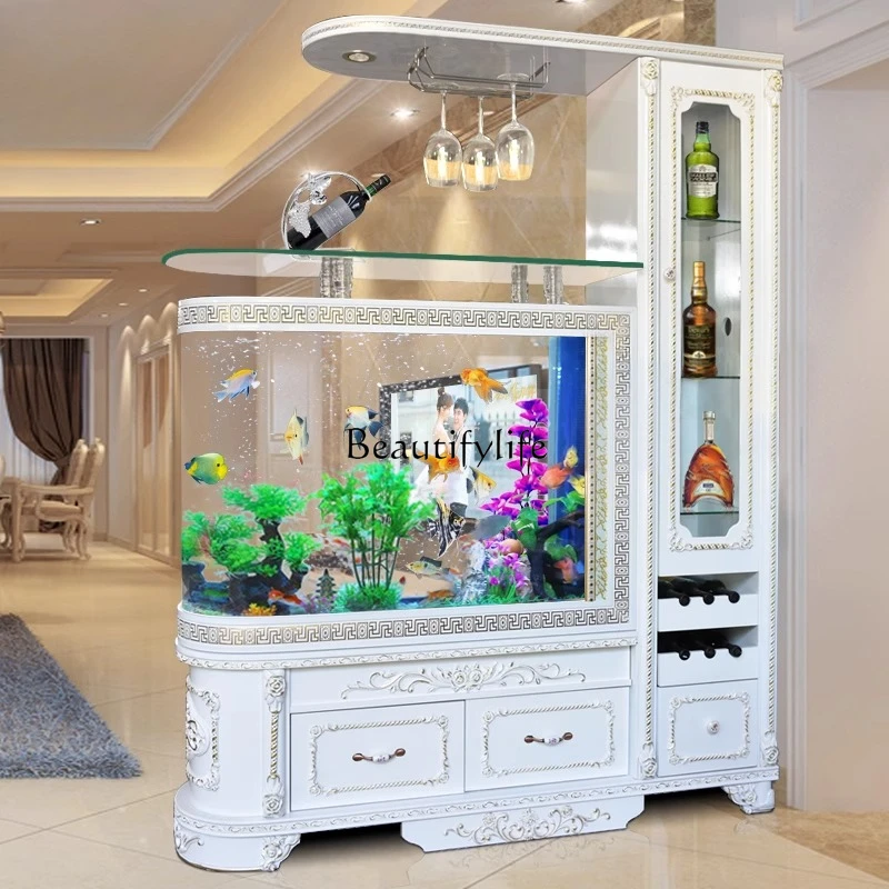 

Fish tank entrance wine cabinet glass ecological bottom filter cabinet large screen water box without replacement