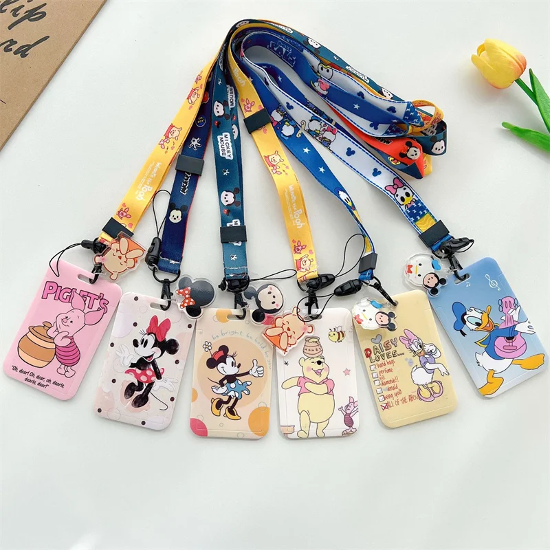 Disney Anime Credential Badge Holder Kawaii Mickey Mouse Subway Card Holders  Minnie Student Campus Lanyard Cards Holder