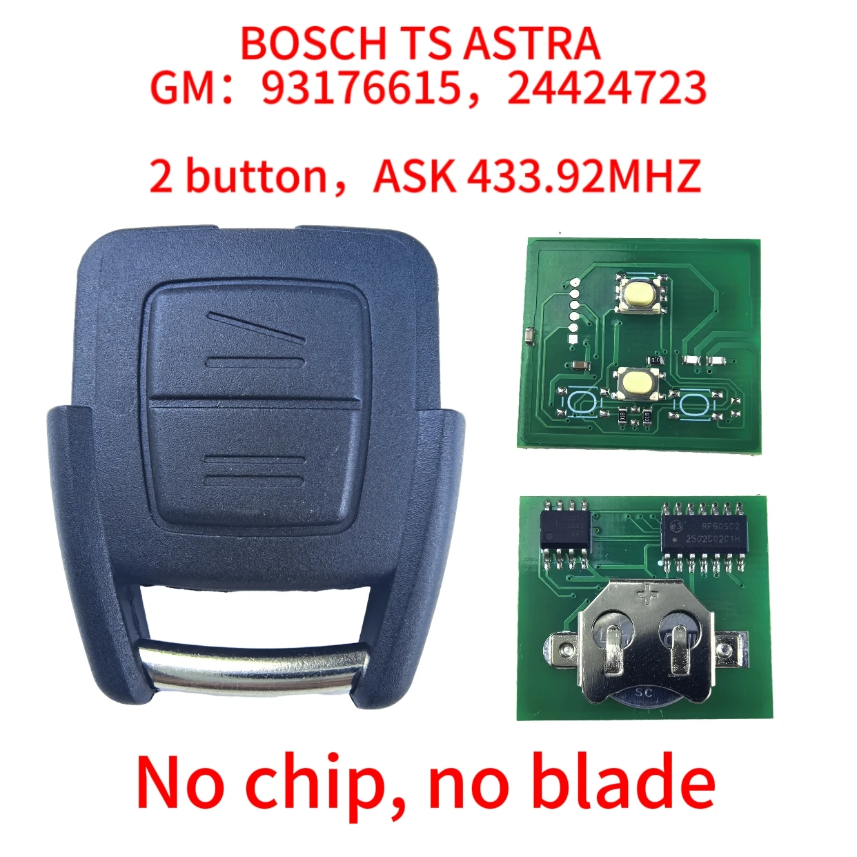 Jingxin GM:93176615 OP1 2Button 433MHz Car Key for Opel Vauxhall Astra A/G Zafira A 200-2004 Holden BOSCH TS 1998-2005 and shell